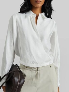 The Frankie Shop White Wrap-Front Button Down Shirt